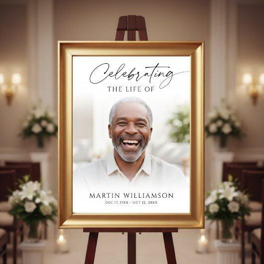 Poster Modern Celebration of Life Photo Script Memorial