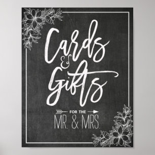 Poster Modern Chalkboard Floral Cards Gifts Wedding Sign