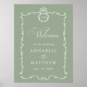Poster Modern Classic French Sage Green Wedding Welcome (Devant)