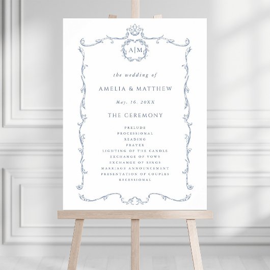 Poster Modern Classic French Wedding Ceremony Program 