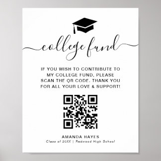Poster Modern College Fund Donation QR Code Sign