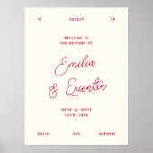 Poster Modern Colorful Retro Bold Wedding Welcome Sign (Devant)