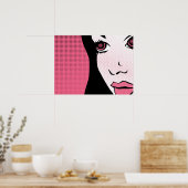 Poster Modern Comic Book Pop Art of Woman's Face (Cuisine)
