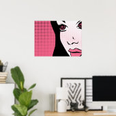 Poster Modern Comic Book Pop Art of Woman's Face (Bureau à domicile)