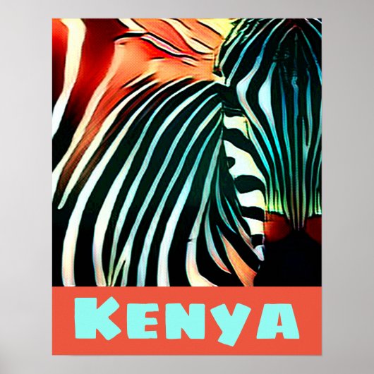Poster Modern Creative Wildlife Zebra Art Kenya Travel (Devant)