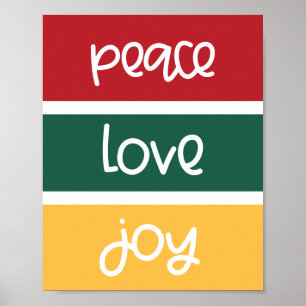 Poster Modern Cute Peace Love Joie Noël salutations