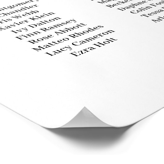 Poster Modern Elegant 15 tables Wedding Seating Chart (Coin)