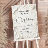 Poster Modern Elegant Embossed Floral Wedding Sign