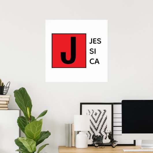 Poster Modern Elegant Plain Professional Name Monogram (Bureau à domicile)