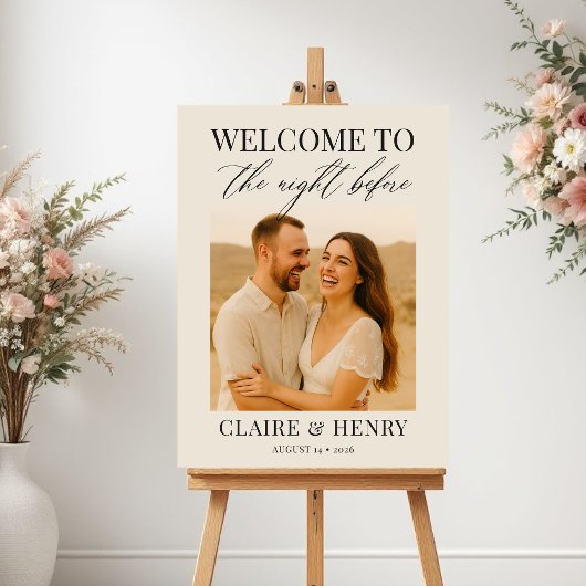 Poster Modern Elegant Rehearsal Dinner Photo Welcome Sign