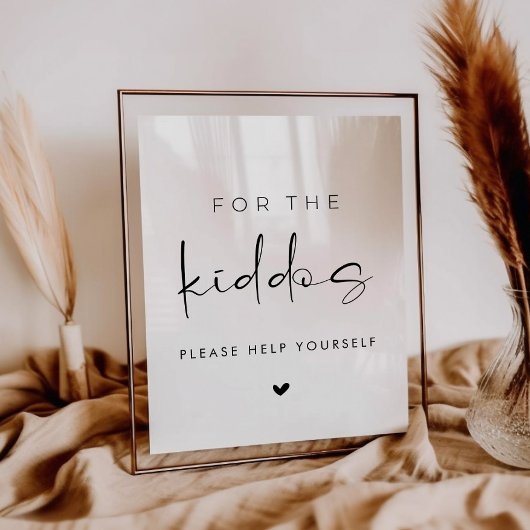 Poster Modern For the Kiddos Wedding Kids Table Sign