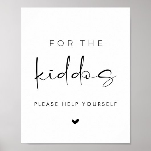 Poster Modern For the Kiddos Wedding Kids Table Sign (Devant)