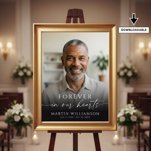 Poster Modern Funeral Photo Script Welcome Sign