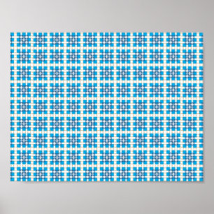Poster Modern geometric blue SEA squares pattern