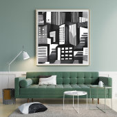 Poster Modern Geometric City | Black & White Contemporary