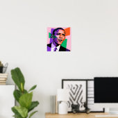 Poster Modern Geometric Portrait of Barack Obama (Bureau à domicile)