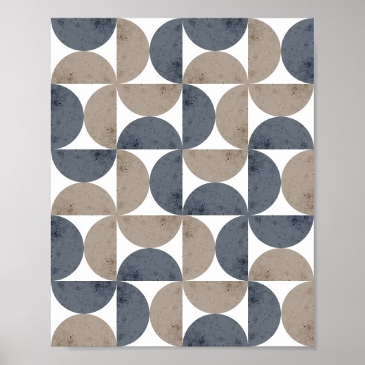 Poster Modern Geometric Textured Half-Moon Mid Century (Devant)
