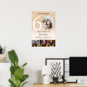 Poster Modern gold glitter 60th Birthday 4 Photo Welcome (Bureau à domicile)