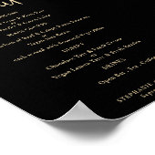 Poster Modern Gold Script Black Wedding Menu (Hoek)