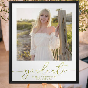 Poster Modern Graduation Photo Elegant Gold Script