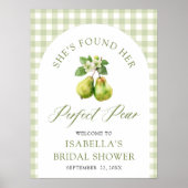 Poster Modern Green Gingham Perfect Pear Bridal Shower (Devant)