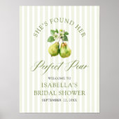 Poster Modern Green Gingham Perfect Pear Bridal Shower (Devant)