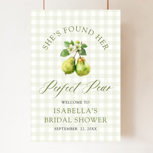 Poster Modern Green Gingham Perfect Pear Bridal Shower