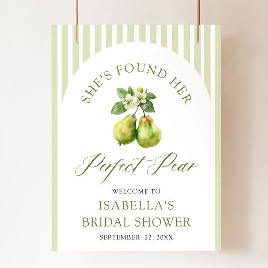 Poster Modern Green Gingham Perfect Pear Bridal Shower