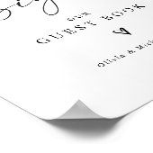Poster Modern Handwriting Heart Wedding Guest Book Sign (Coin)