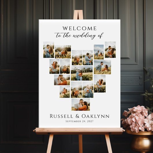 Poster Modern Heart Photo Collage Wedding Welcome