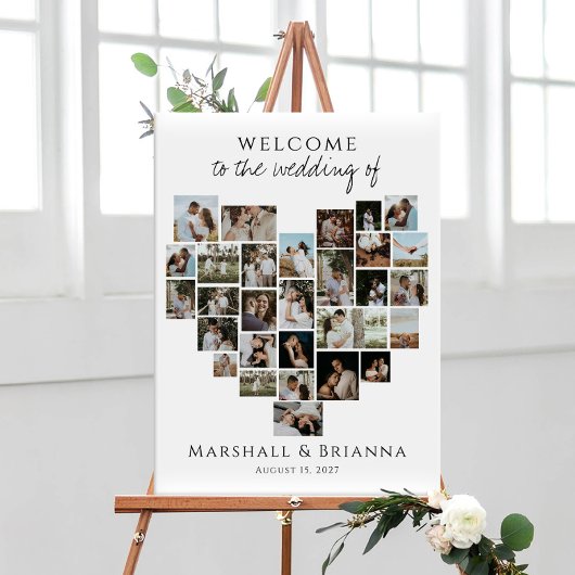 Poster Modern Heart Photo Collage Wedding Welcome