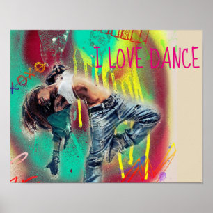 Poster Modern hip hop dancer teenage girl  room