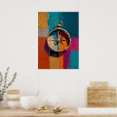 Poster Modern Impressionist Compass Painting Direction (Cuisine)