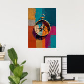 Poster Modern Impressionist Compass Painting Direction (Bureau à domicile)