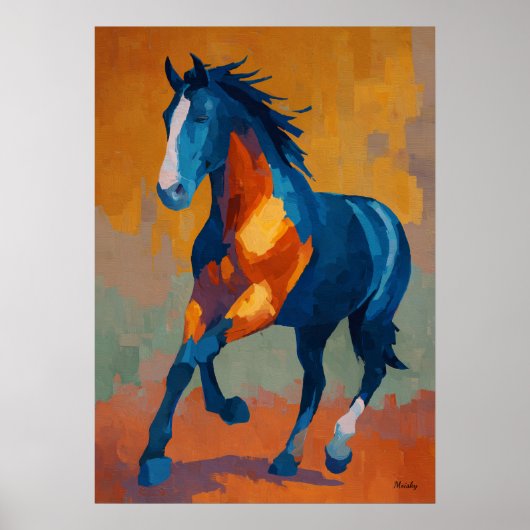 Poster Modern Impressionist Horse Painting Colorful (Devant)