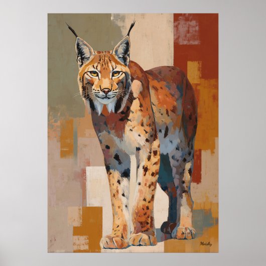 Poster Modern Impressionist Lynx Painting Elegant (Devant)