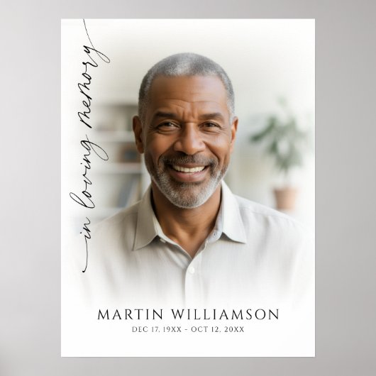 Poster Modern In Loving Memory Photo Script Funeral Foam (Devant)