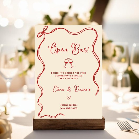Poster Modern Italian Open Bar Wedding Sign