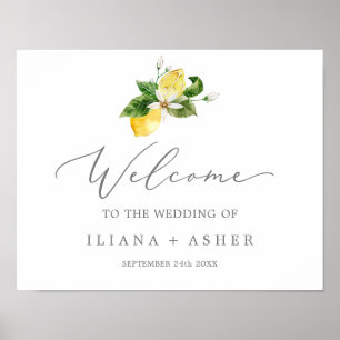 Poster Modern Lemon Garden Wedding Welcome