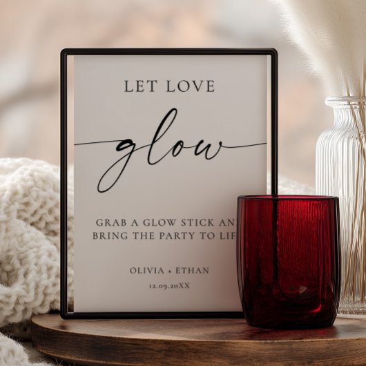 Poster Modern Let Love Glow Wedding Sign