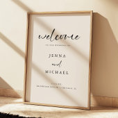 Poster Modern Light Beige Script Wedding Welcome