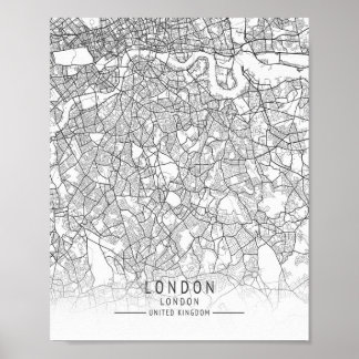 Poster Modern London, England Street Map