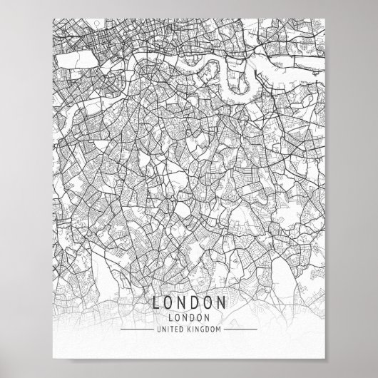 Poster Modern London, England Street Map (Devant)