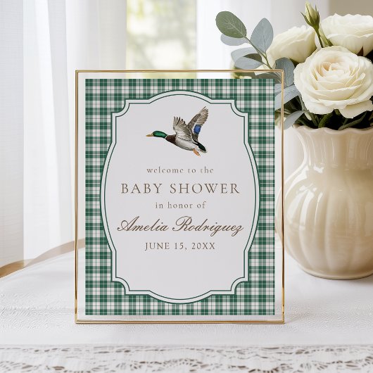 Poster Modern Mallard Duck Gender Neutral Baby Shower