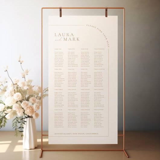 Poster Modern Minimal 160 Guests Wedding Seating Charts