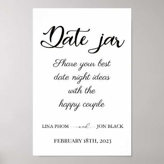 Poster Modern Minimal Date Jar Bridal Shower Activity  (Devant)