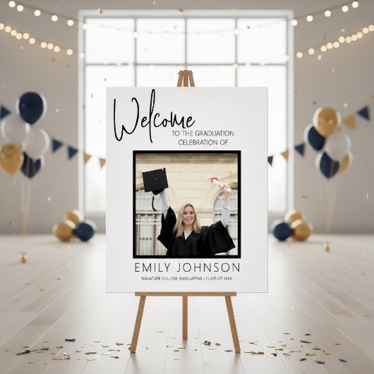 Poster Modern Minimalist Photo Graduation Welcome Sign