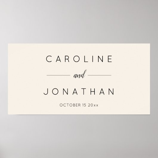 Poster Modern Minimalist Script Ivory Custom Wedding (Devant)
