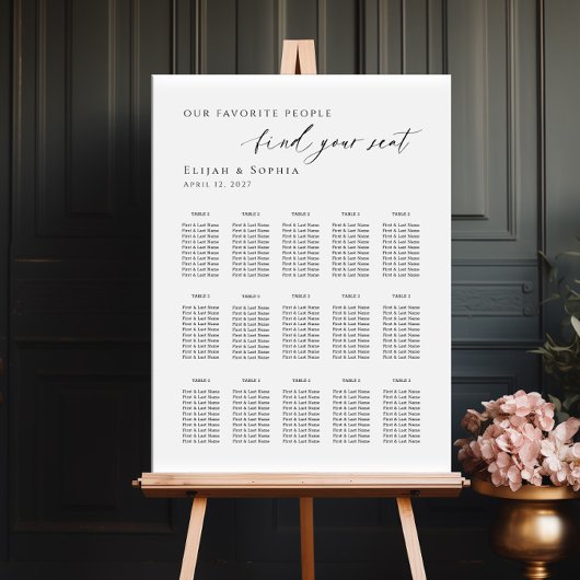 Poster Modern minimalist up to 15 tables seating plan
