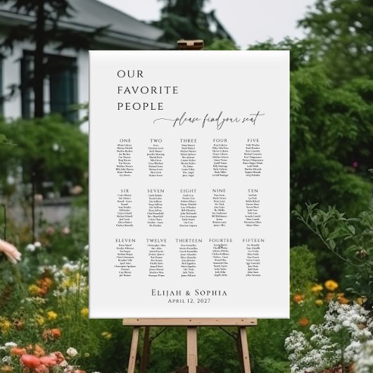 Poster Modern minimalist up to 15 tables seating plan